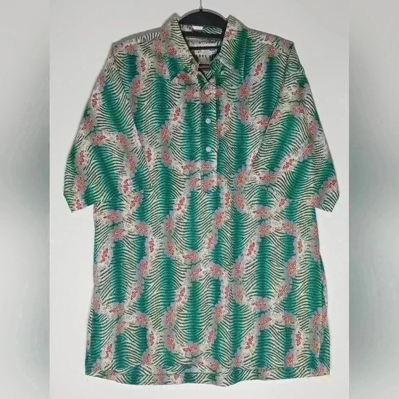 VINTAGE REYN SPOONER HAWAIIAN FLORAL HALF BUTTON PULLOVER SHIRT. - Picture 1 of 5
